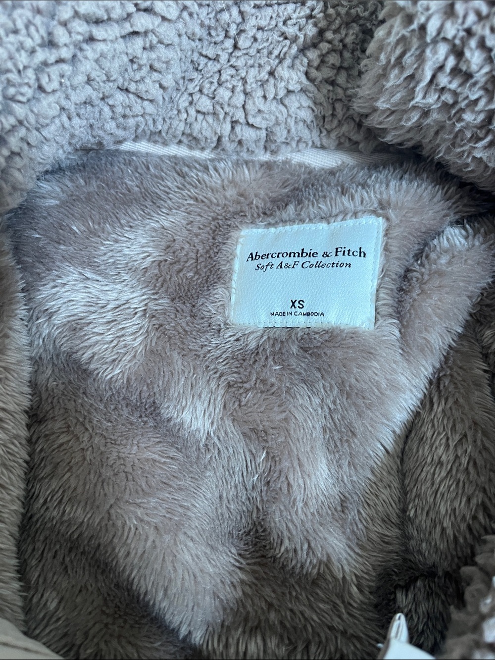 Abercrombie Taupe Sherpa Quarter-Zip Pullover - Picture 6 of 6